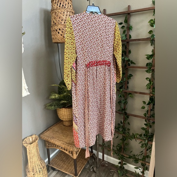 CAbi Poet Jacket #5664 Pockets belt Tie boho Mixed Media Patchwork Robe - Picture 8 of 10